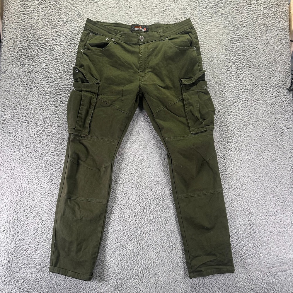 Copper Rivet Pant Men 40x32 Green Cotton Cargo Straight Workwear Utility Stretch